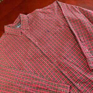 VTG Mens Ralph Lauren Red Black Plaid Classic Fit Button Down Shirt (XLarge)